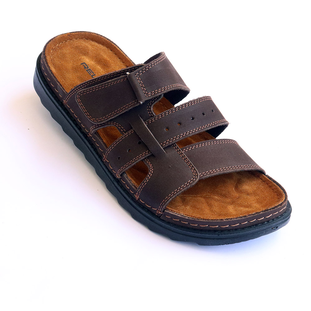 Men's Genuine leather Double Strap Slipper