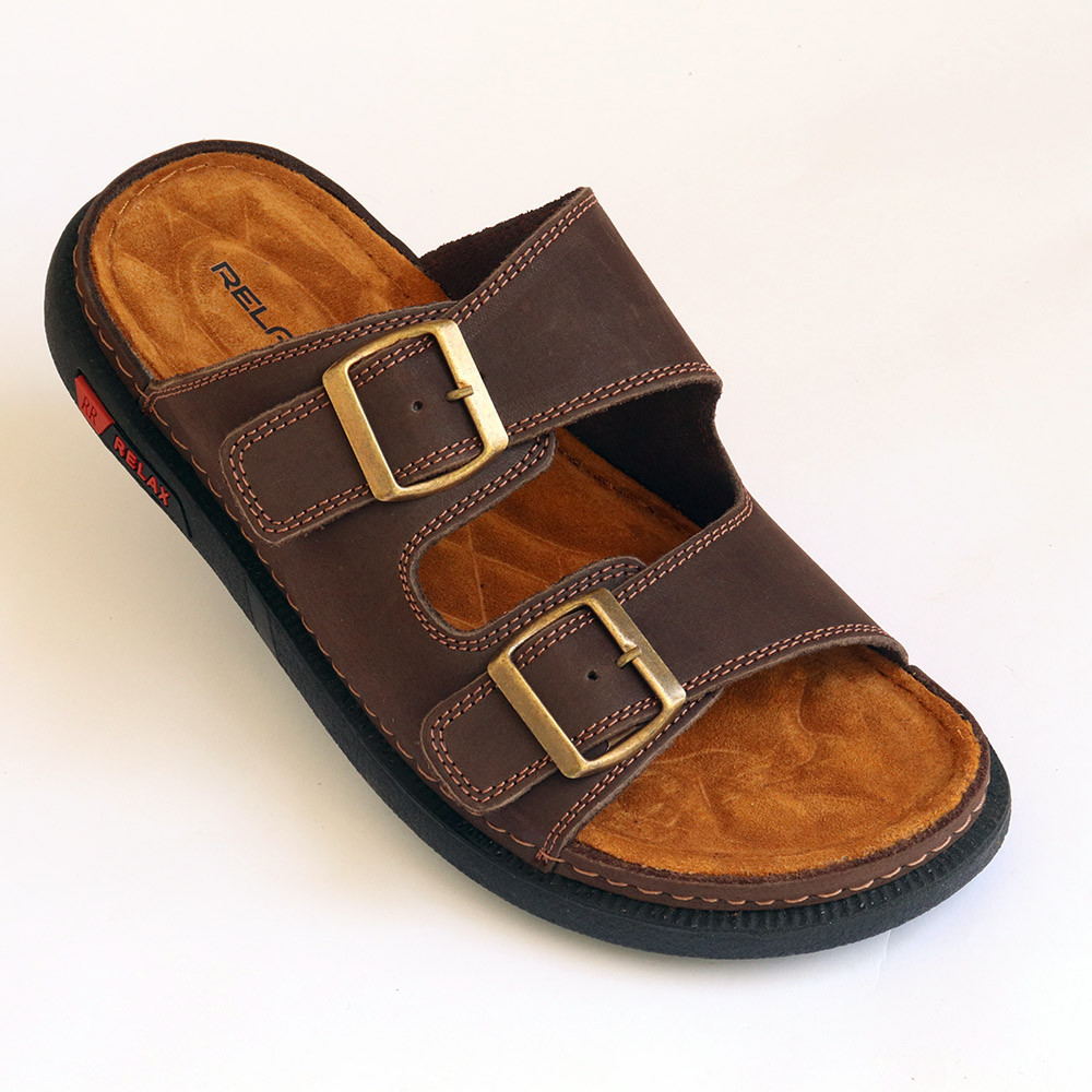 Men's Double Buckle Slipper - Genuine suede leather