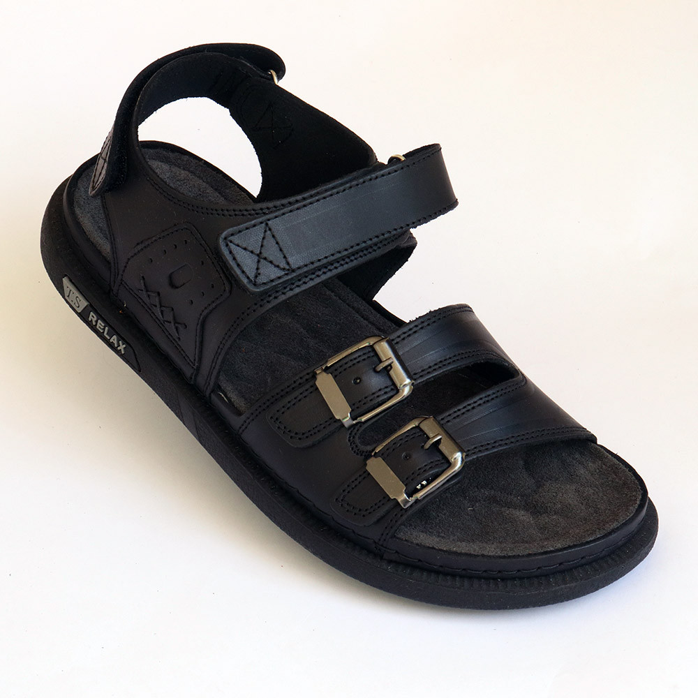 Men's Double Buckle Sandal - Genuine suede leather